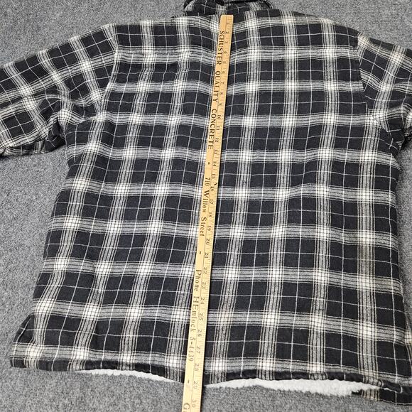 Canyon Creek Sherpa Lined Plaid Shacket XL Black White Flannel Jacket‎ - Picture 7 of 8